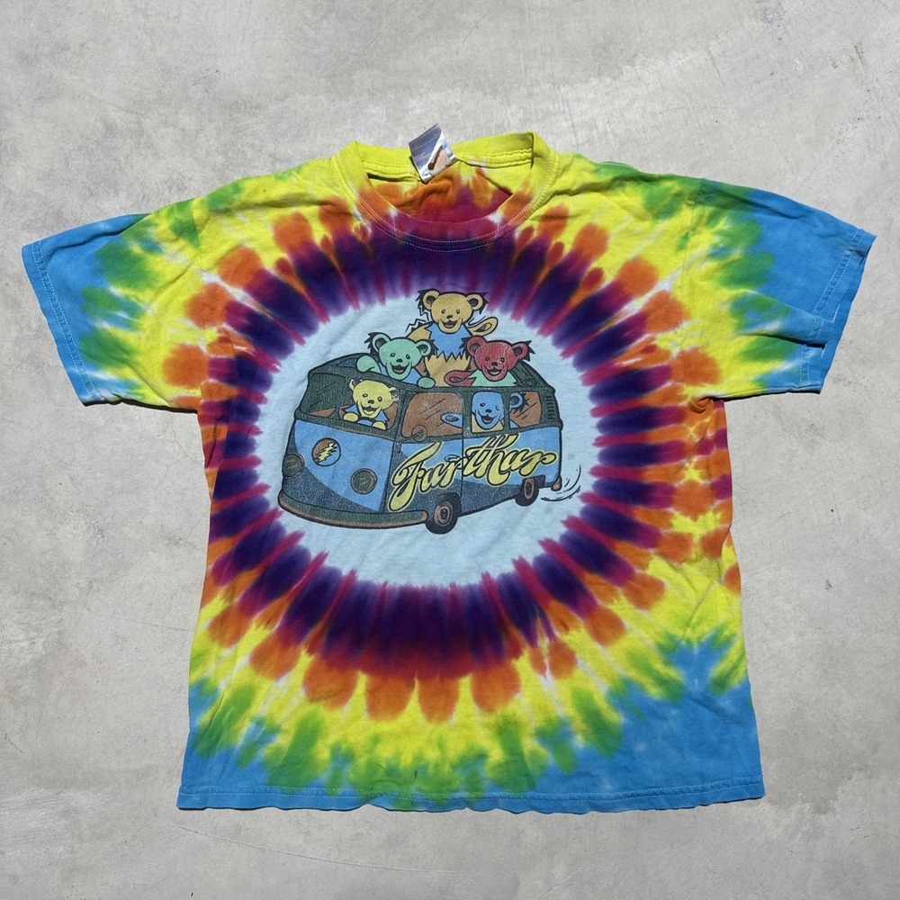Y2K Grateful Dead T-Shirt Youth Kids Size L Tie Dye Colorful Bears Bus Van